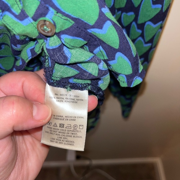 Conversations By Anthropologie Women Size 4P Blue/Green Button Top Blouse VGUC - Picture 5 of 7